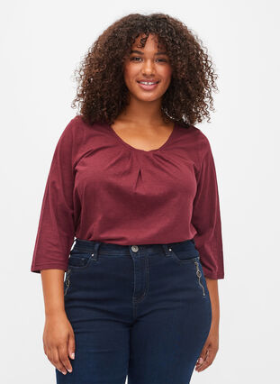 Cotton top with 3/4 sleeves, Port Royal, Model image number 0