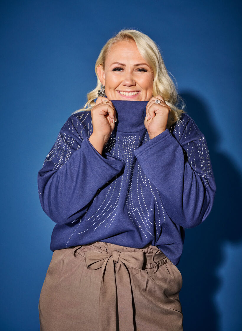 Sweatshirt with high neck and rhinestones, Naval Academy, Image image number 0