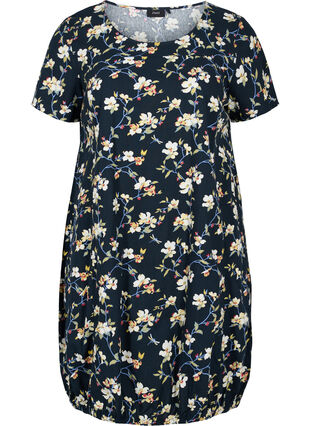 Short-sleeved, printed cotton dress, Vulcan Flower AOP, Packshot image number 0