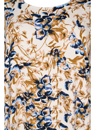 Short-sleeved viscose dress with floral print, Ecru Flower, Packshot image number 2
