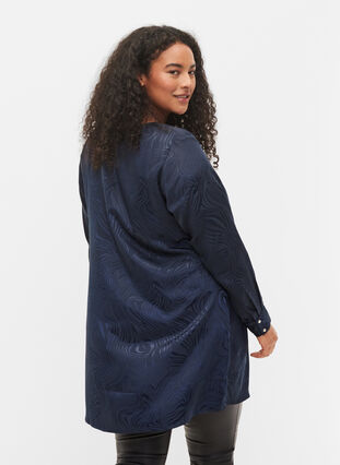 Tunic with tone-on-tone pattern and v-neckline, Night Sky, Model image number 1