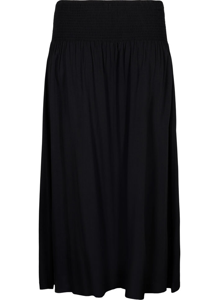 Viscose maxi skirt with smocking, Black, Packshot image number 1