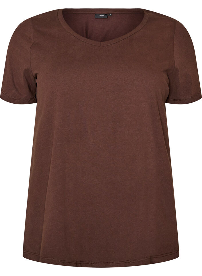 Basic plain cotton t-shirt, Brown, Packshot image number 0