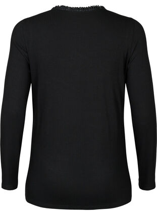 Maternity blouse with lace and long sleeves, Black, Packshot image number 1