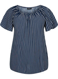 Plain viscose blouse with short sleeves