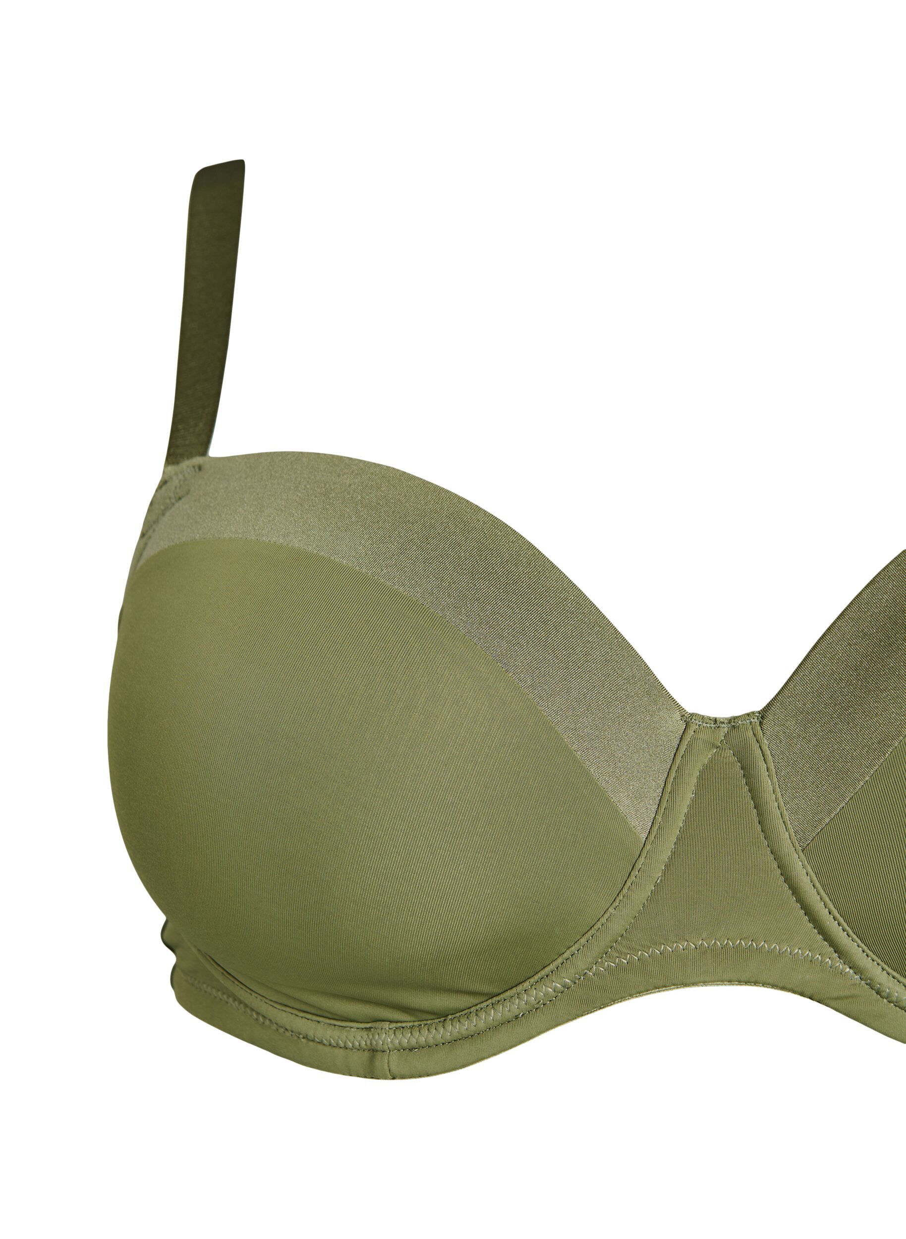 Zizzifashion Moulded bra in microfiber with satin detail, Green, Packshot image number 2