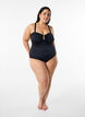 Swimsuit with V-detail and ruching, Black, Model image number 1
