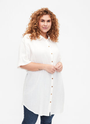 Short sleeve shirt with buttons, Off-White, Model image number 0