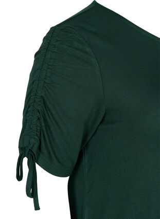 Short sleeved viscose dress with tie detail, Scarab, Packshot image number 3