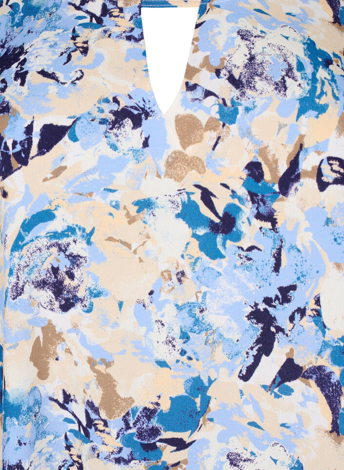 Short sleeve viscose Blouse with print, Blue, Packshot image number 2