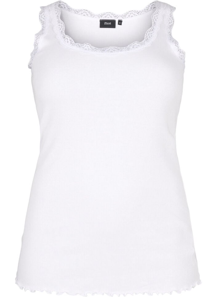Top with lace trim, White, Packshot image number 0