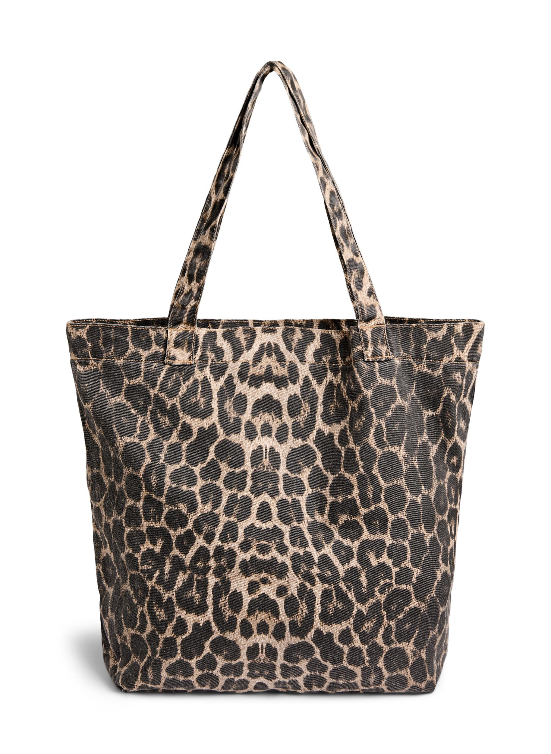 ZizzifashionDenim shopping bag with leopard print, Brown, Packshot image number 1