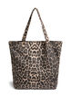 Denim shopping bag with leopard print, Brown, Packshot image number 1