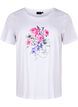 Cotton T-shirt with flowers and portrait motif, B. White Face Flower, Packshot image number 0