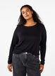 Long-sleeved blouse in wool and viscose, Black, Model image number 0
