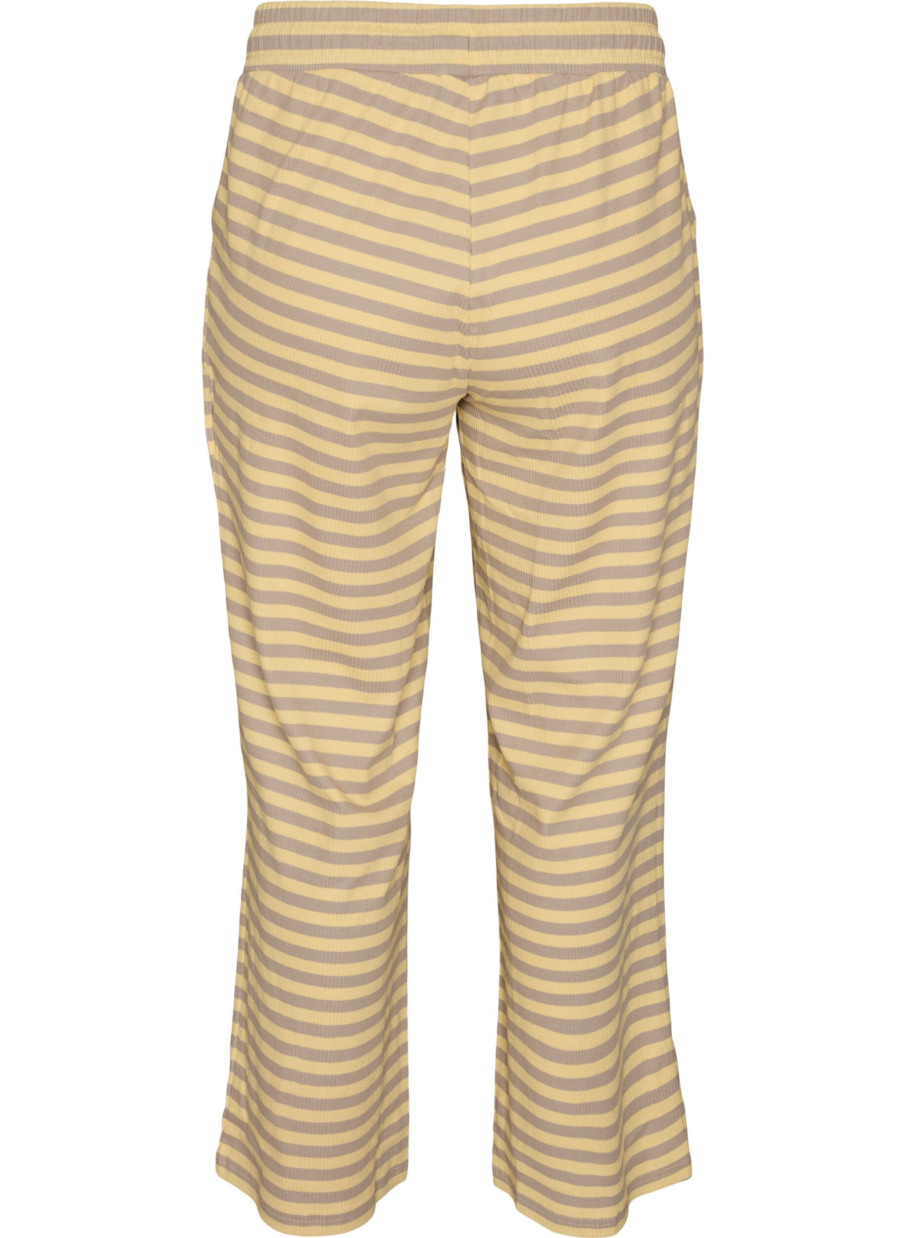 ZizzifashionStriped pyjama bottoms with a high waist and wide legs, Yellow, Packshot image number 1