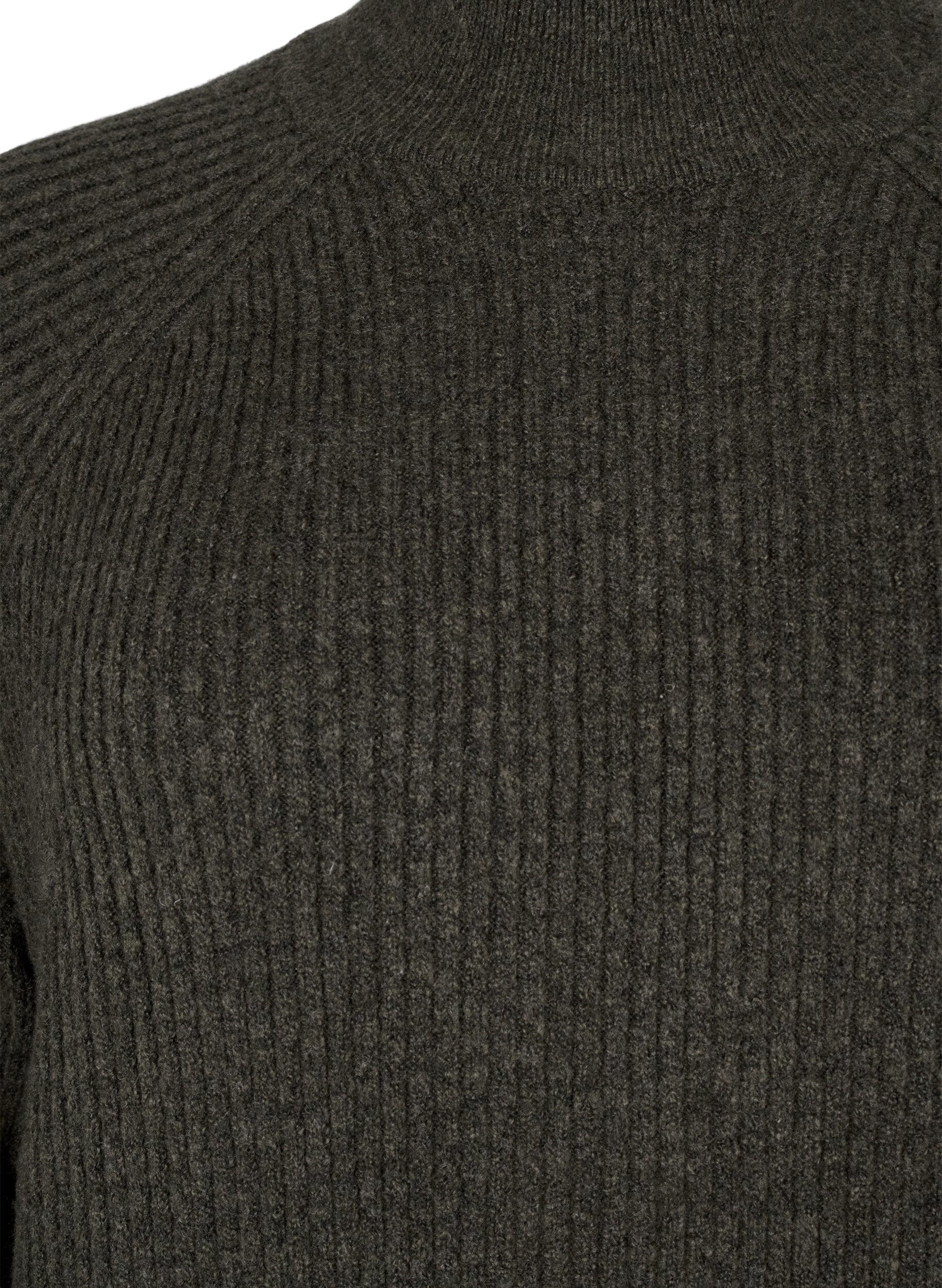 Zizzifashion Long-sleeved knitted dress with a high neck, Sea Turtle Mel., Packshot image number 2