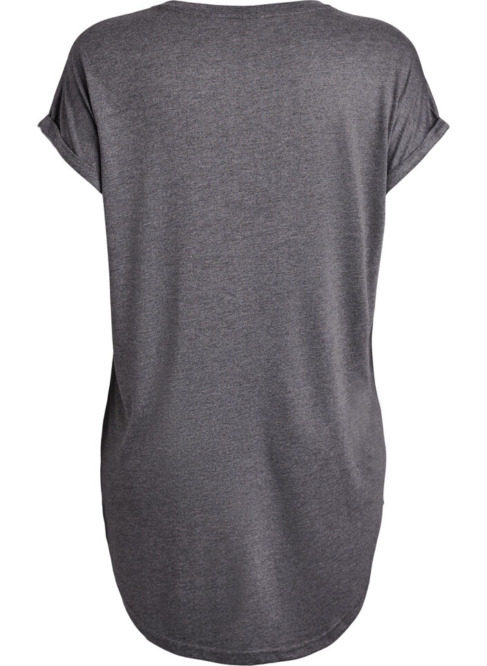 Short sleeve nightgown with text print, Black, Packshot image number 1