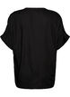 Viscose shirt with short sleeves and ruched detail, Black, Packshot image number 1