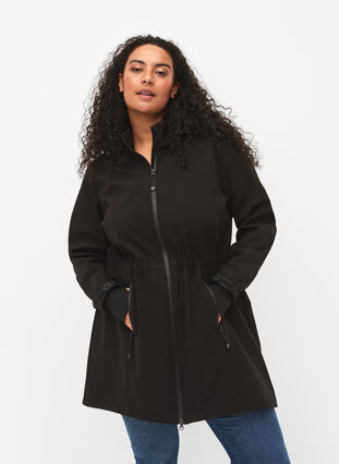 Softshell jacket with detachable hood, Black, Model image number 0