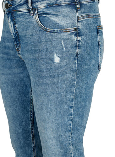 Emily jeans with regular waist and destroy, Blue denim, Packshot image number 2
