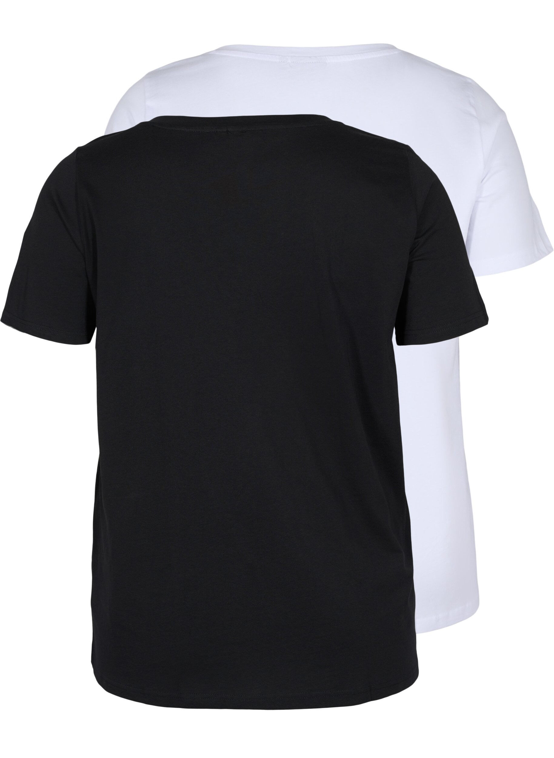 Zizzifashion 2-pack basic cotton t-shirt, Black/Bright W, Packshot image number 1