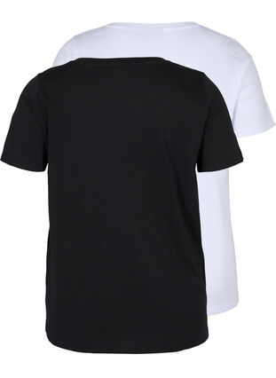 2-pack basic cotton t-shirt, Black/Bright W, Packshot image number 1