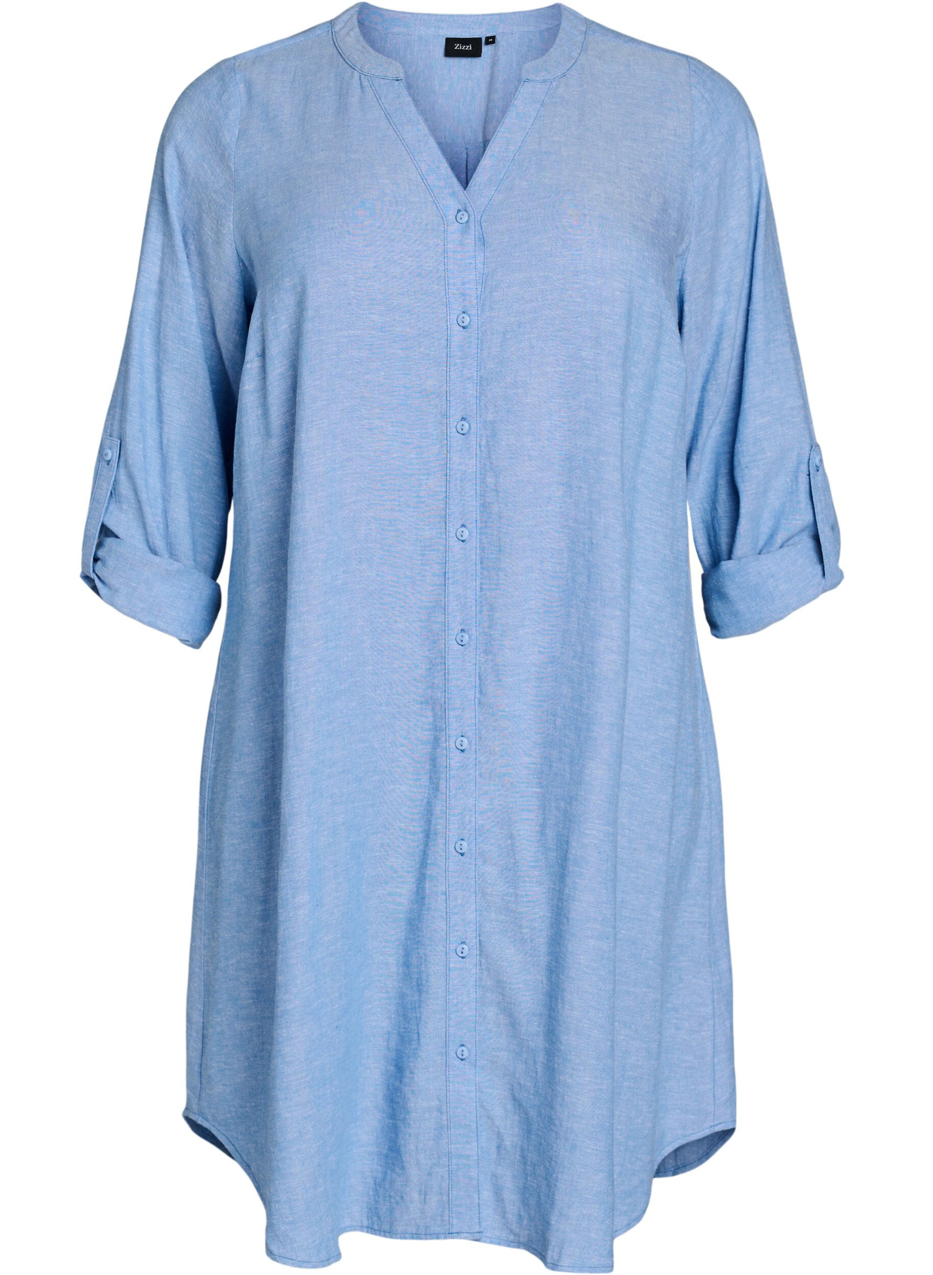 ZizzifashionLong shirt in linen and viscose, Blue, Packshot image number 0