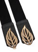 Elastic waist belt with gold-coloured leaf buckle, Black, Packshot image number 1