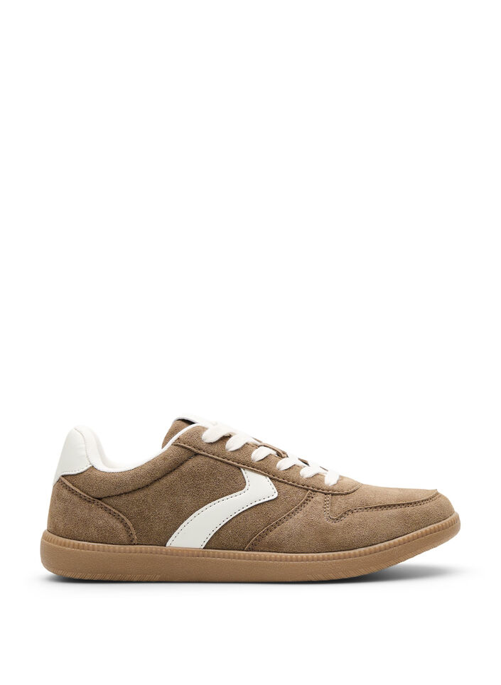 Faux suede sneakers, Brown, Packshot image number 0