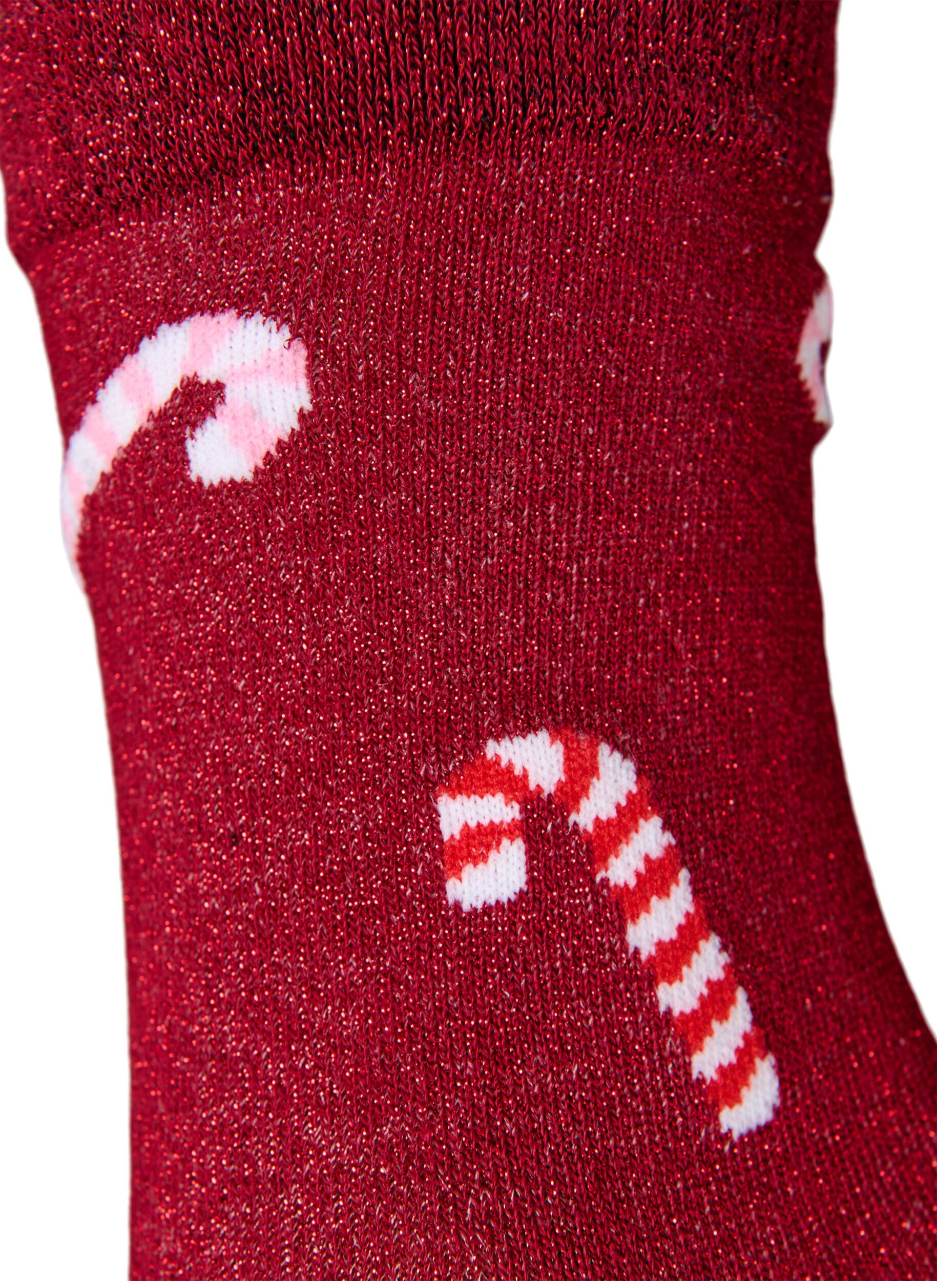 Zizzifashion 2-pack Christmas socks, Red, Packshot image number 4