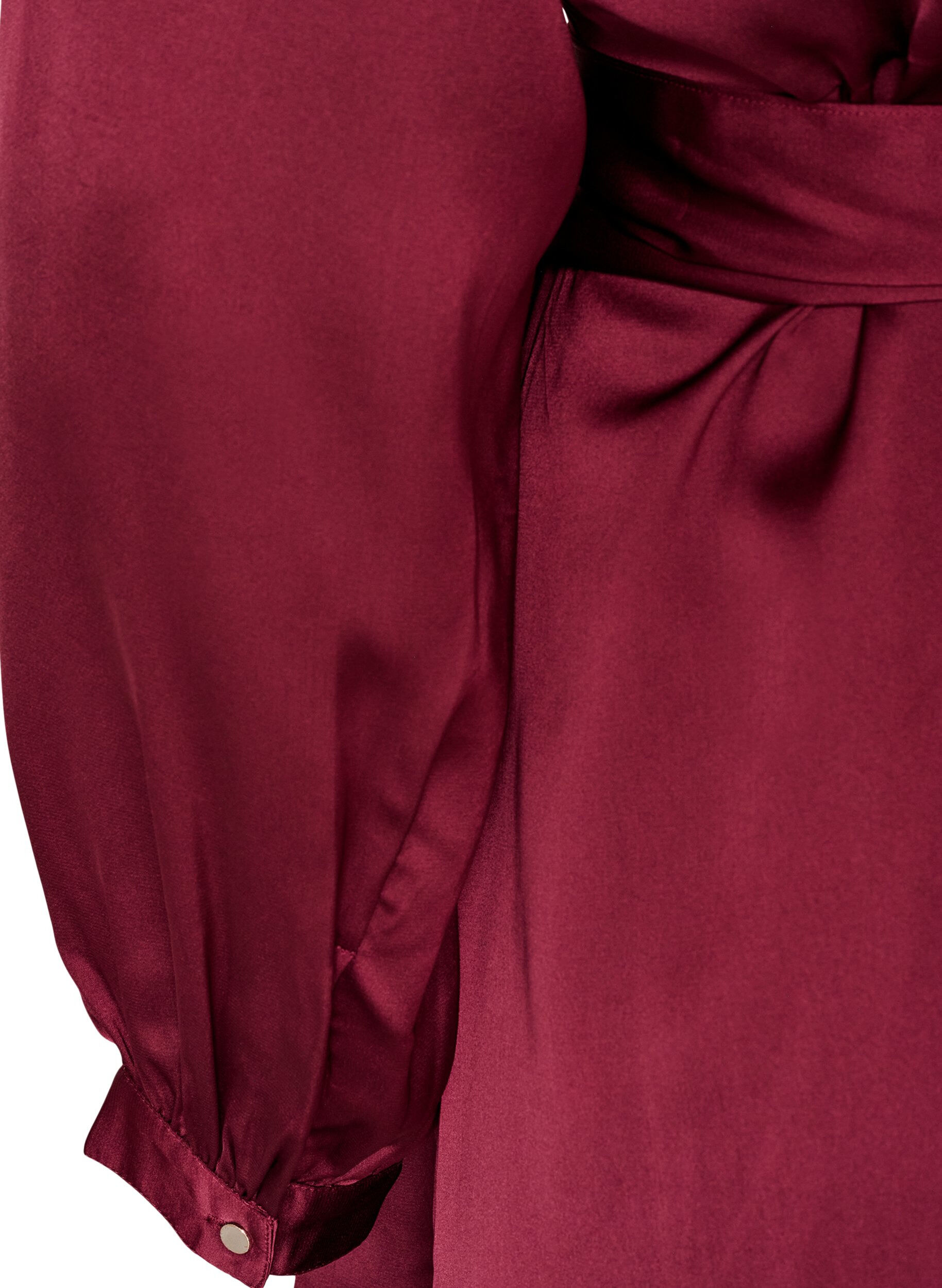 ZizzifashionShort satin dress with wrap design, Red, Packshot image number 3