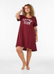 Short-sleeved nightgown in organic cotton, Dark Bordeaux, Model image number 1