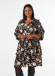 Floral dress in linen and viscose with an empire line, Black, Model image number 0