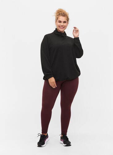 	 Sweatshirt with high neck and adjustable elastic cord, Black, Model image number 3