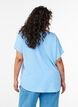 Blouse with short sleeves and a round neckline, Blue, Model image number 2
