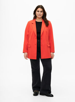 Classic blazer with button fastening, Orange.com, Model image number 2