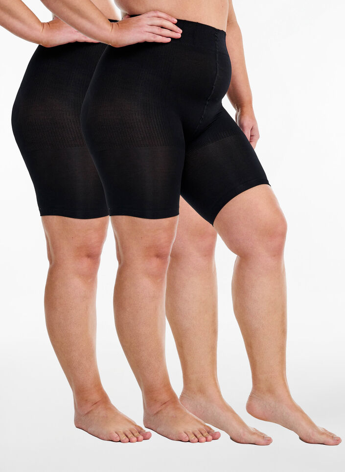 2-pack push-up shorts in 60 denier with shaping effect, Black, Packshot image number 0