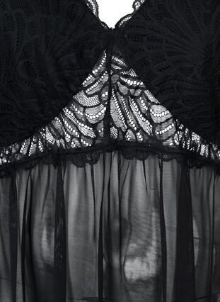 Chemise in mesh and lace, Black, Packshot image number 2