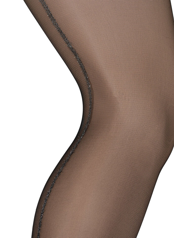  20 denier tights with lurex back seam, Black, Packshot image number 1