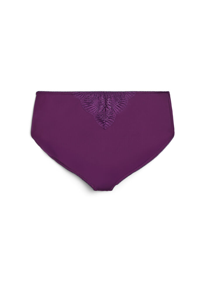 Briefs panties in microfibre with lace details, Dark Bordeaux, Packshot image number 1