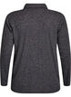 Long-sleeved polo in stretchy ribbed quality, Dark Grey, Packshot image number 1