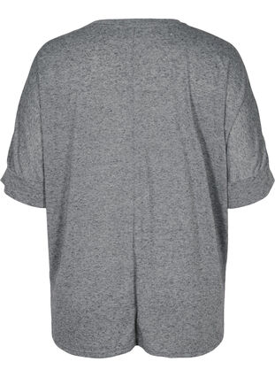 Melange blouse with short sleeves, Black Mel., Packshot image number 1