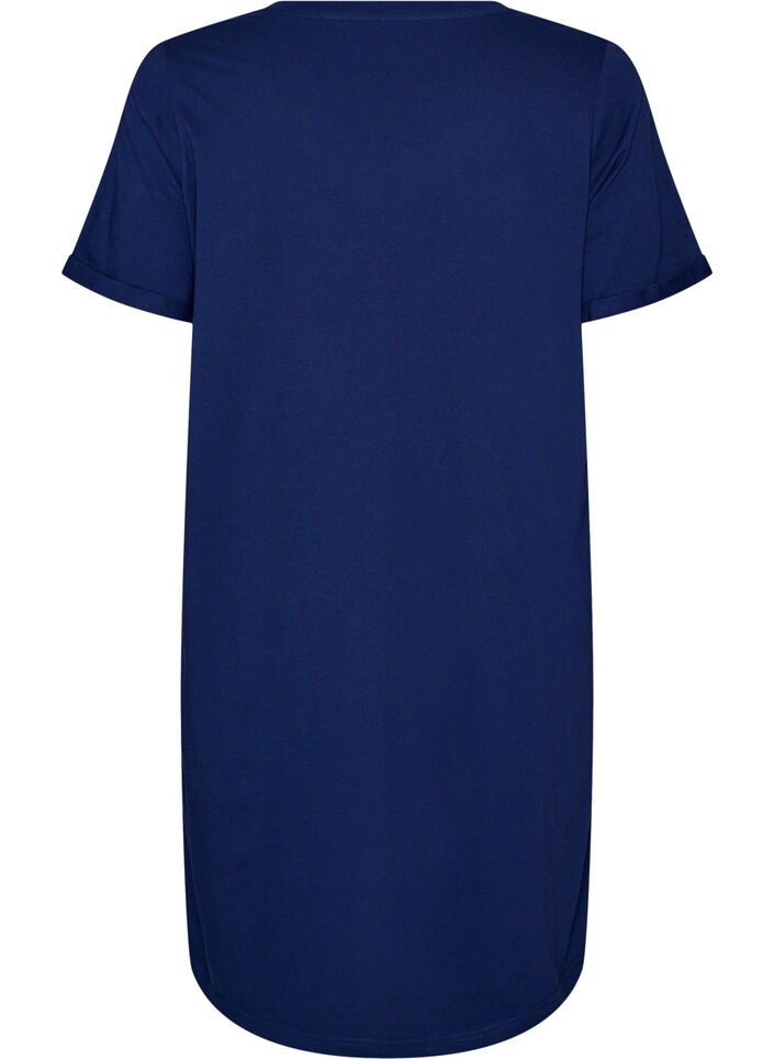 Short-sleeved nightgown in organic cotton, Blue, Packshot image number 1
