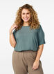 FLASH - Short-sleeved woven blouse with round neck, Green, Model image number 0