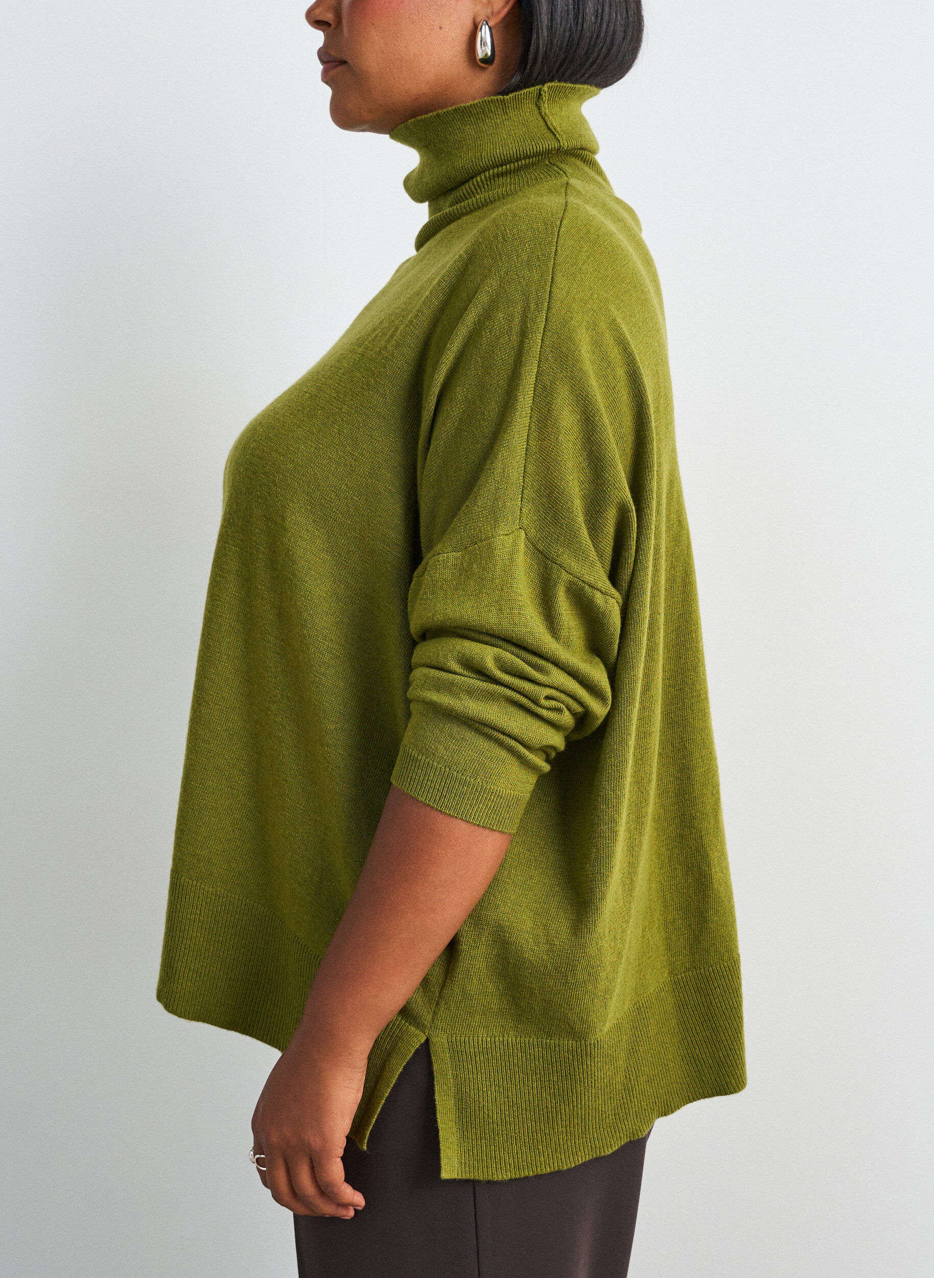 ZizzifashionTurtleneck jumper with a loose fit, Green, Model image number 4