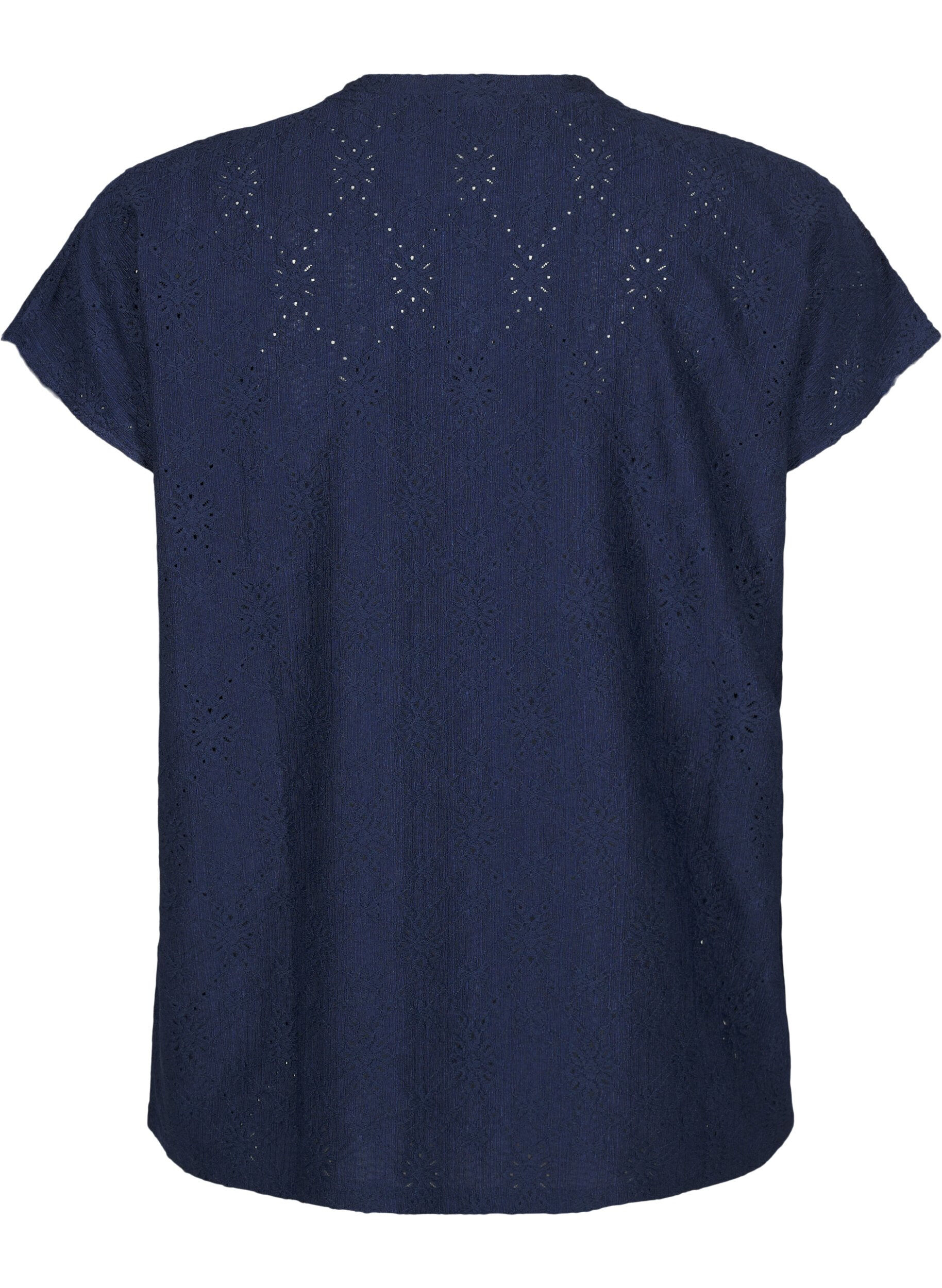 Zizzifashion Blouse with short sleeves and floral embroidery, Naval Academy, Packshot image number 1