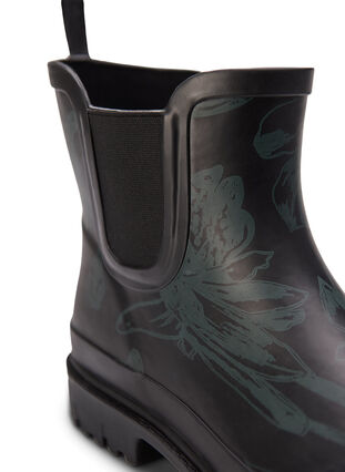 Short wide fit rubber boots with print, B. Teal Flower AOP, Packshot image number 3