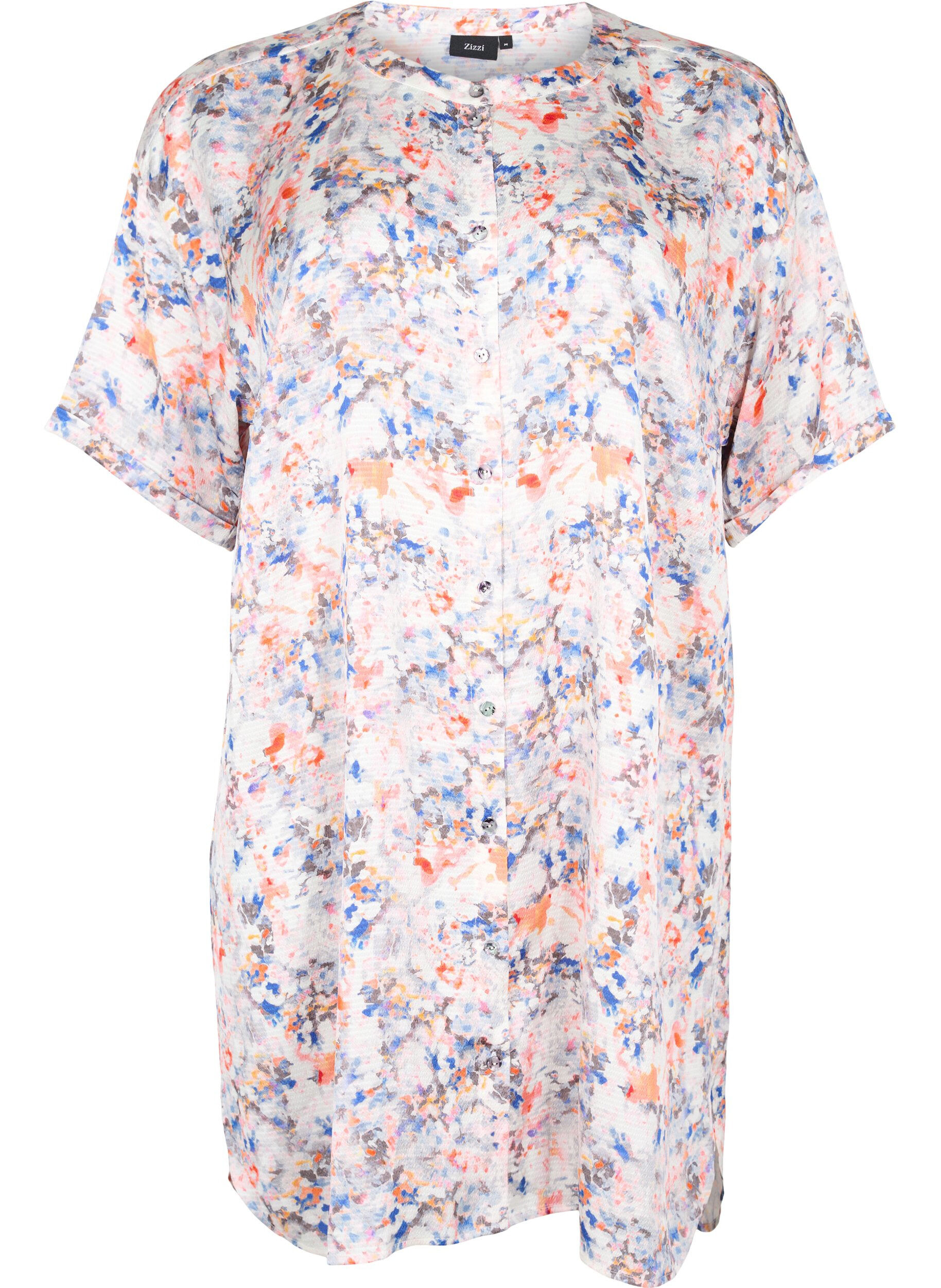 Zizzifashion Printed shirt dress with button closure, B.White graphic AOP, Packshot image number 0
