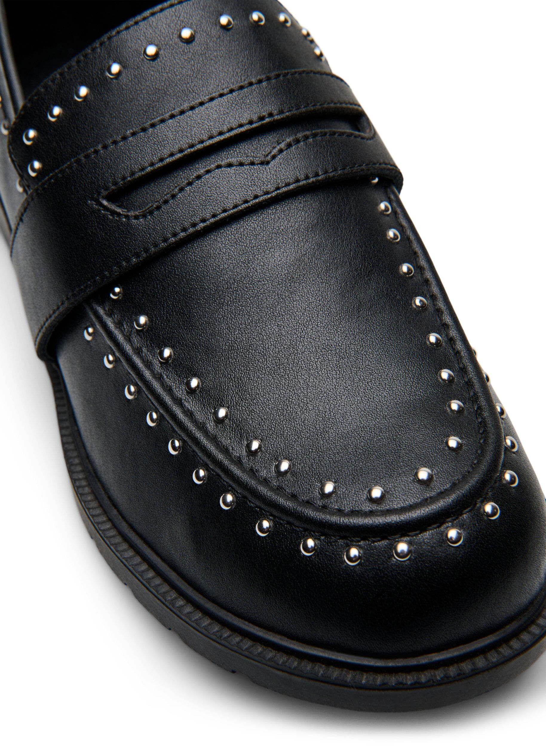 Zizzifashion Wide fit - Leather loafers with studs, Black, Packshot image number 3